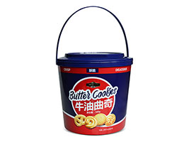 趣園休閒餅乾批發(fā)500克牛油曲奇膠桶裝禮盒餅乾